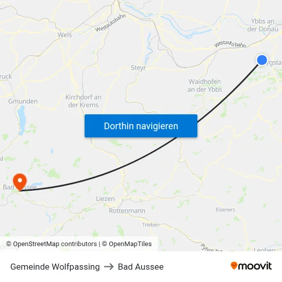 Gemeinde Wolfpassing to Bad Aussee map