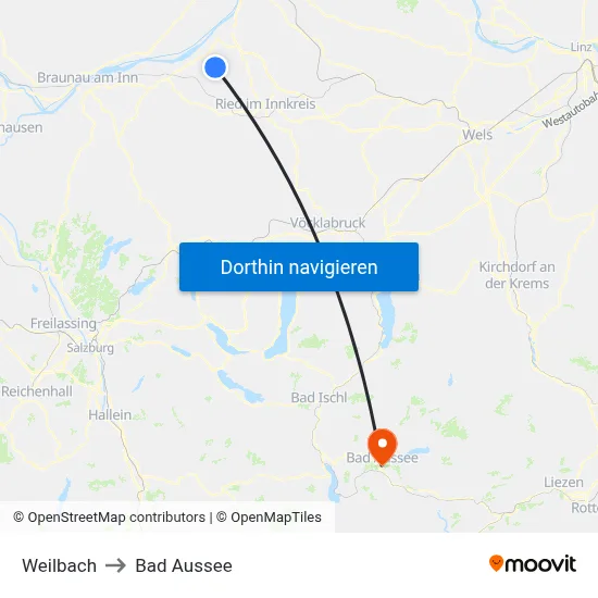 Weilbach to Bad Aussee map