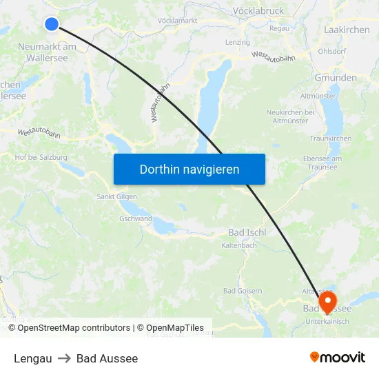 Lengau to Bad Aussee map