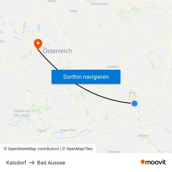Kalsdorf to Bad Aussee map