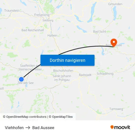 Viehhofen to Bad Aussee map