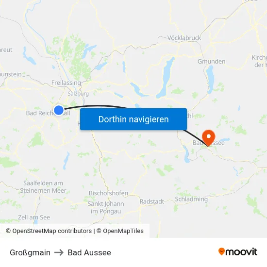 Großgmain to Bad Aussee map