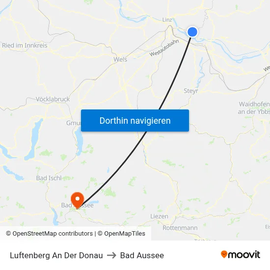 Luftenberg An Der Donau to Bad Aussee map