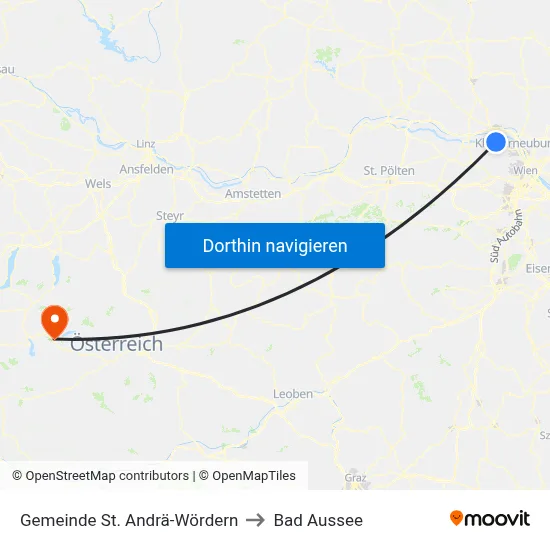 Gemeinde St. Andrä-Wördern to Bad Aussee map