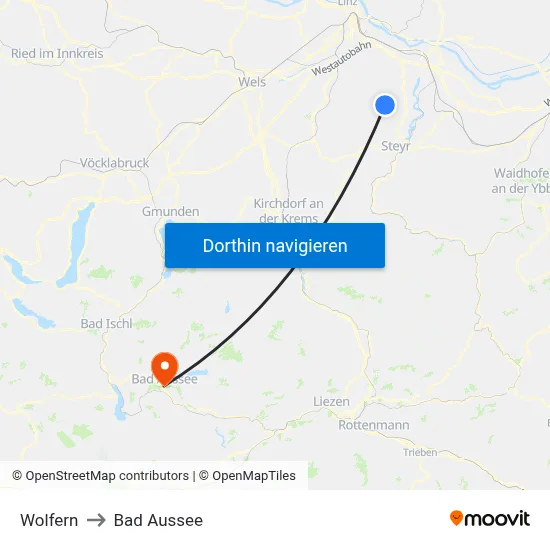 Wolfern to Bad Aussee map