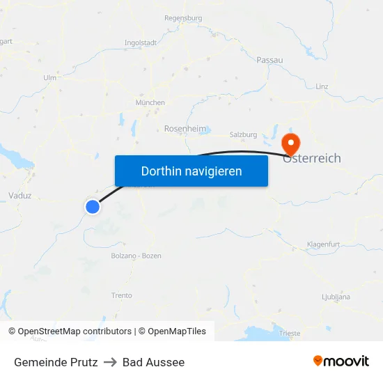 Gemeinde Prutz to Bad Aussee map