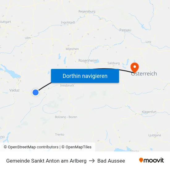 Gemeinde Sankt Anton am Arlberg to Bad Aussee map