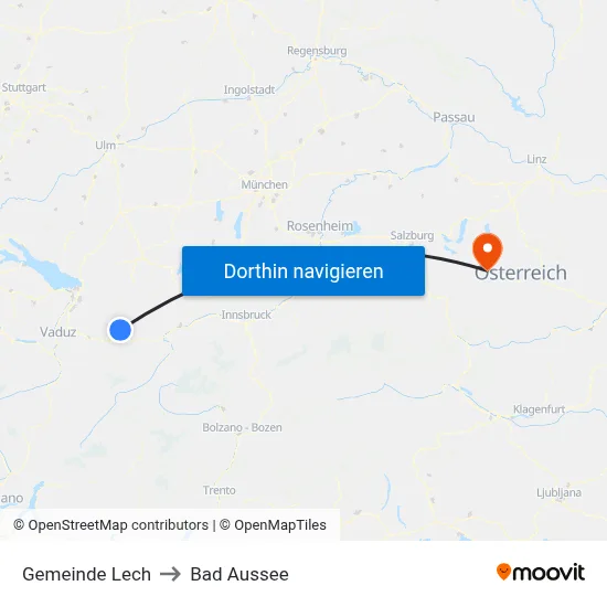 Gemeinde Lech to Bad Aussee map