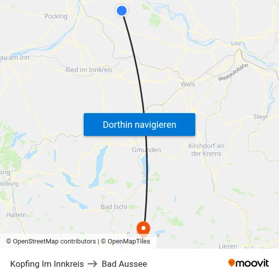 Kopfing Im Innkreis to Bad Aussee map