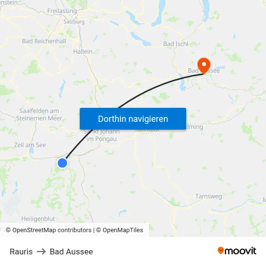 Rauris to Bad Aussee map