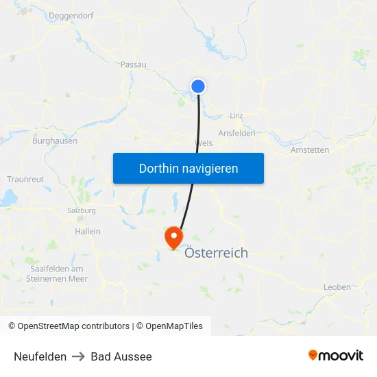 Neufelden to Bad Aussee map