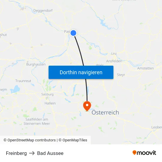 Freinberg to Bad Aussee map