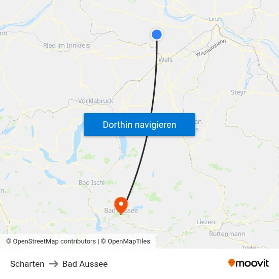 Scharten to Bad Aussee map