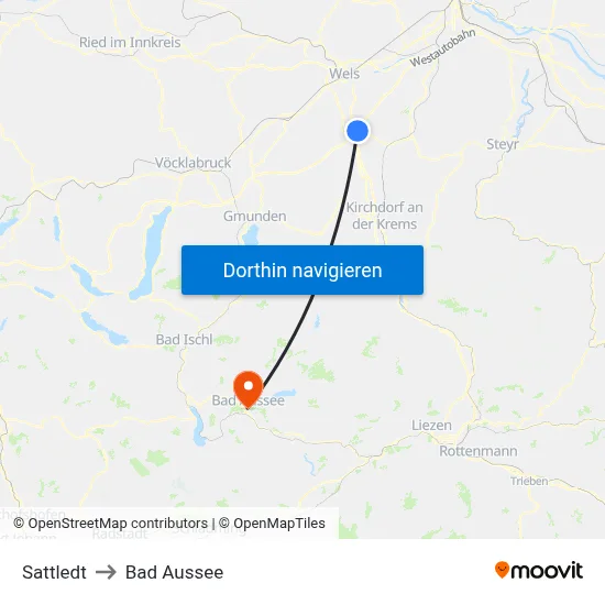 Sattledt to Bad Aussee map