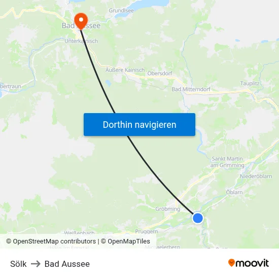 Sölk to Bad Aussee map