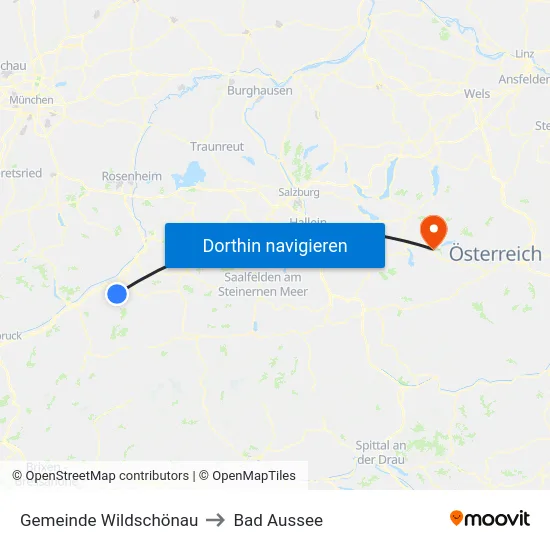 Gemeinde Wildschönau to Bad Aussee map