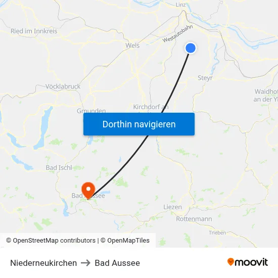 Niederneukirchen to Bad Aussee map