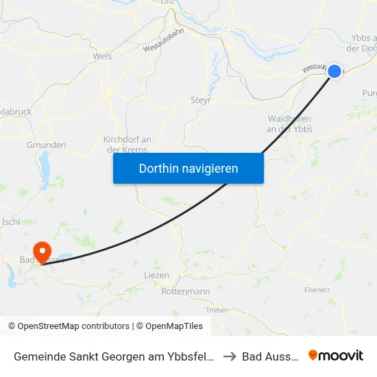 Gemeinde Sankt Georgen am Ybbsfelde to Bad Aussee map