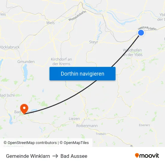 Gemeinde Winklarn to Bad Aussee map