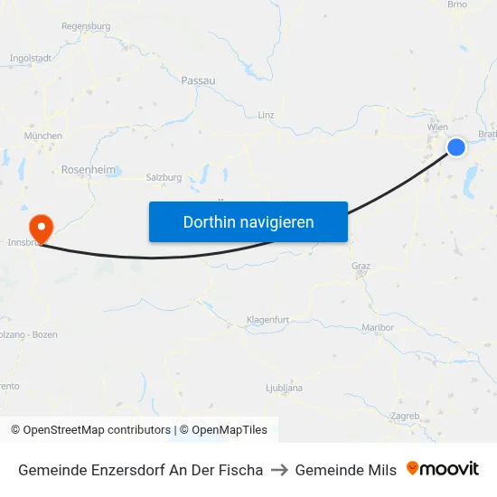Gemeinde Enzersdorf An Der Fischa to Gemeinde Mils map