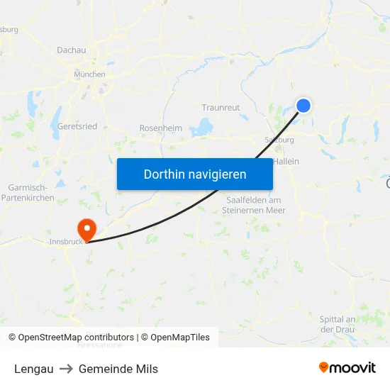 Lengau to Gemeinde Mils map