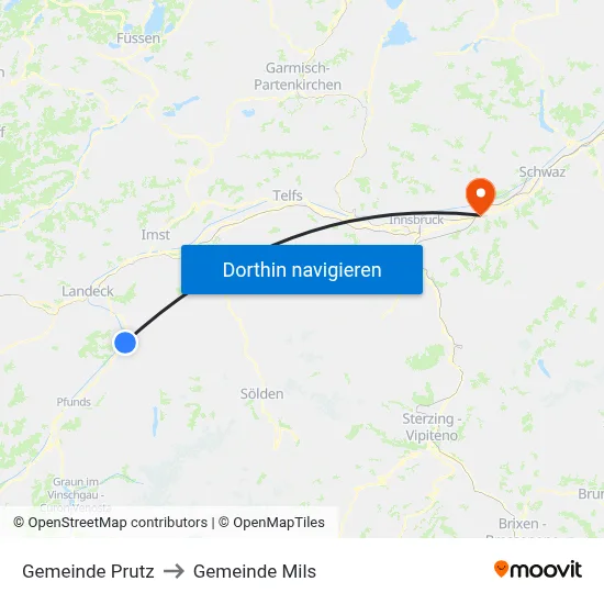 Gemeinde Prutz to Gemeinde Mils map