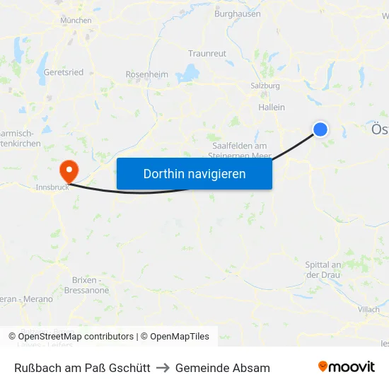 Rußbach am Paß Gschütt to Gemeinde Absam map