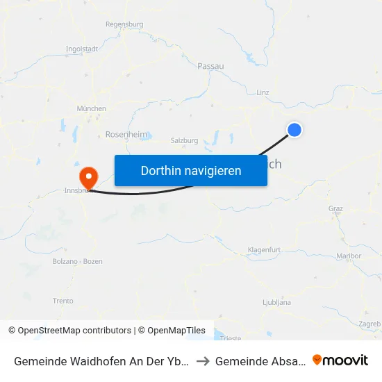 Gemeinde Waidhofen An Der Ybbs to Gemeinde Absam map