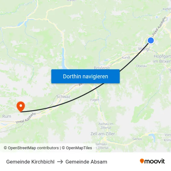 Gemeinde Kirchbichl to Gemeinde Absam map