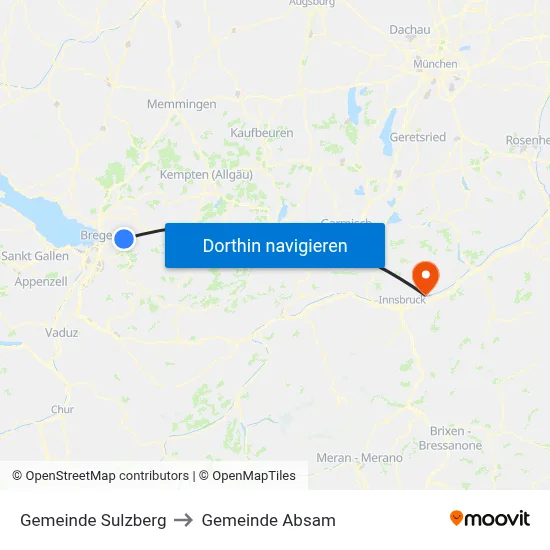 Gemeinde Sulzberg to Gemeinde Absam map