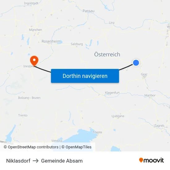 Niklasdorf to Gemeinde Absam map