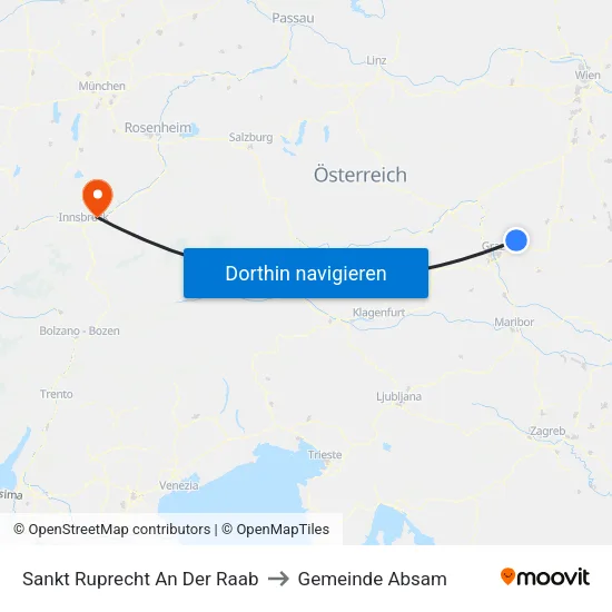 Sankt Ruprecht An Der Raab to Gemeinde Absam map