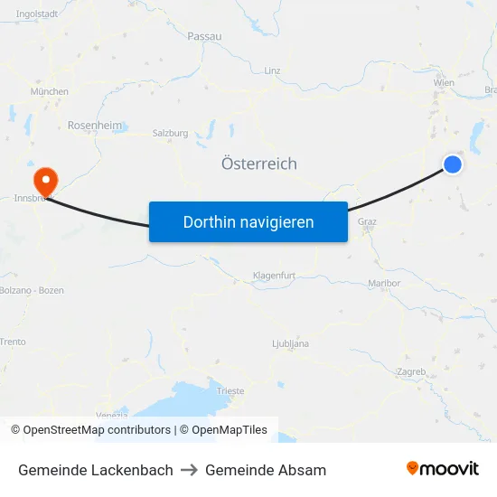 Gemeinde Lackenbach to Gemeinde Absam map