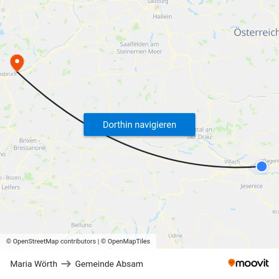 Maria Wörth to Gemeinde Absam map