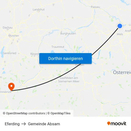 Eferding to Gemeinde Absam map