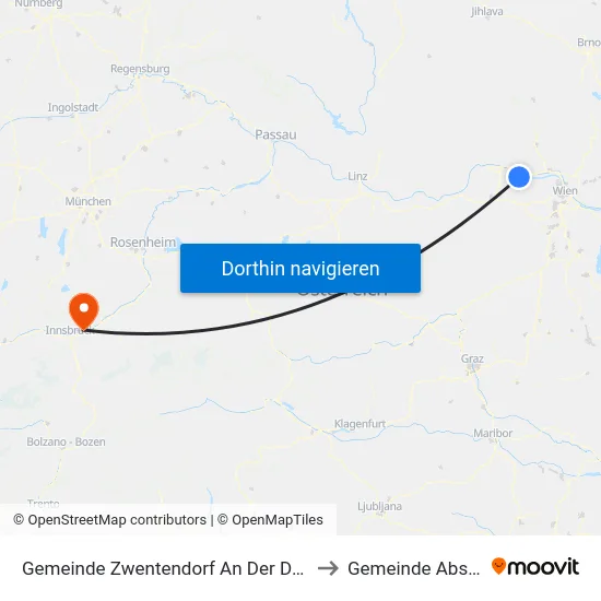 Gemeinde Zwentendorf An Der Donau to Gemeinde Absam map