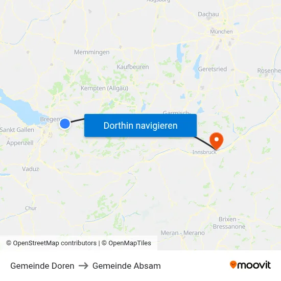 Gemeinde Doren to Gemeinde Absam map