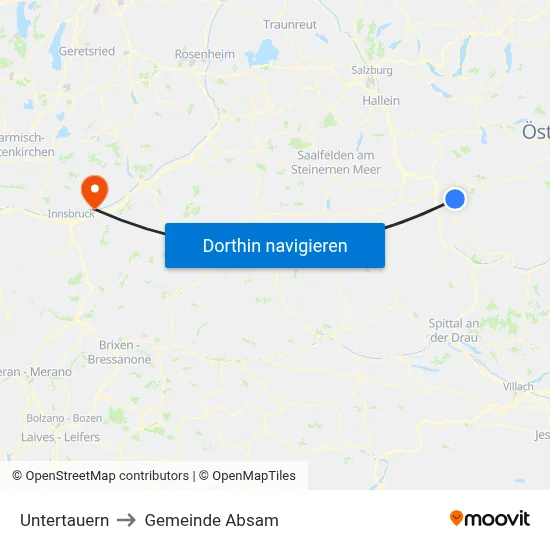 Untertauern to Gemeinde Absam map