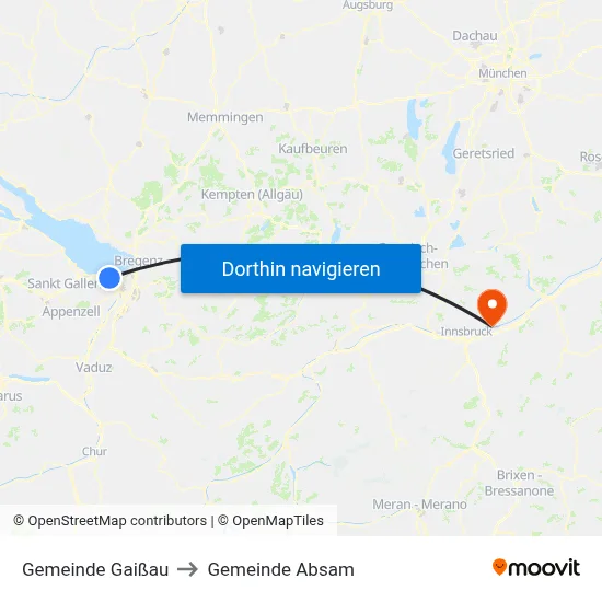 Gemeinde Gaißau to Gemeinde Absam map