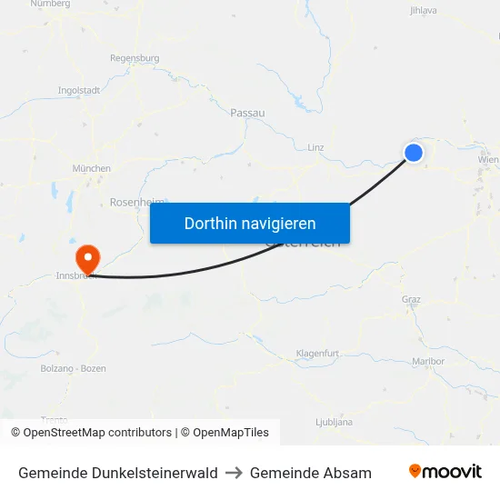 Gemeinde Dunkelsteinerwald to Gemeinde Absam map