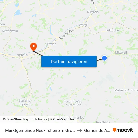 Marktgemeinde Neukirchen am Großvenediger to Gemeinde Absam map