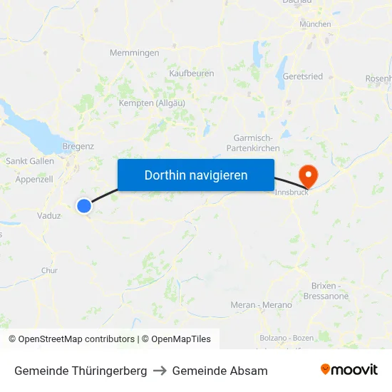 Gemeinde Thüringerberg to Gemeinde Absam map