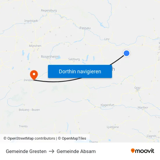 Gemeinde Gresten to Gemeinde Absam map