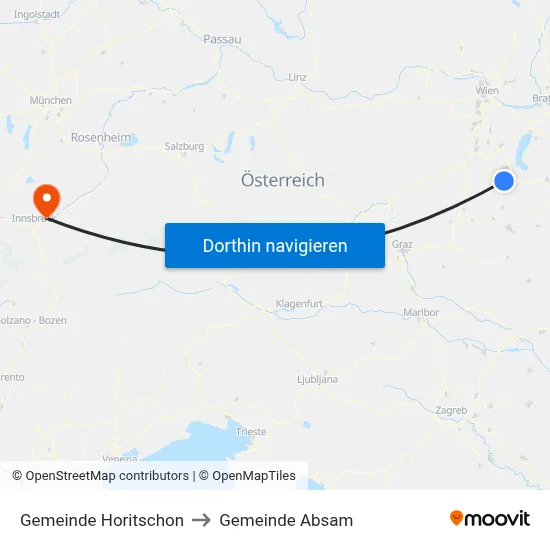 Gemeinde Horitschon to Gemeinde Absam map