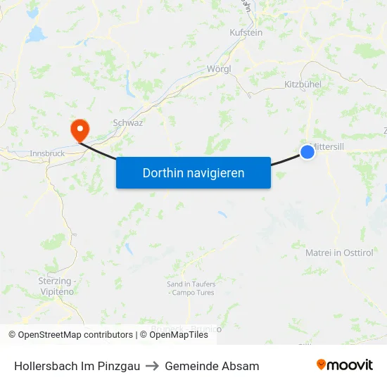 Hollersbach Im Pinzgau to Gemeinde Absam map