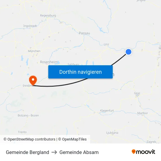 Gemeinde Bergland to Gemeinde Absam map