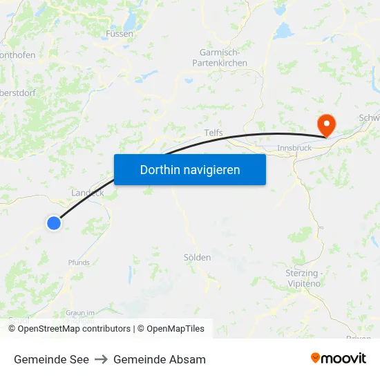 Gemeinde See to Gemeinde Absam map