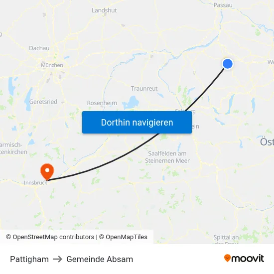 Pattigham to Gemeinde Absam map