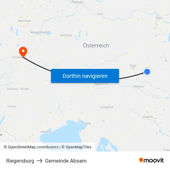 Riegersburg to Gemeinde Absam map