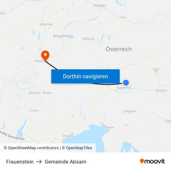 Frauenstein to Gemeinde Absam map